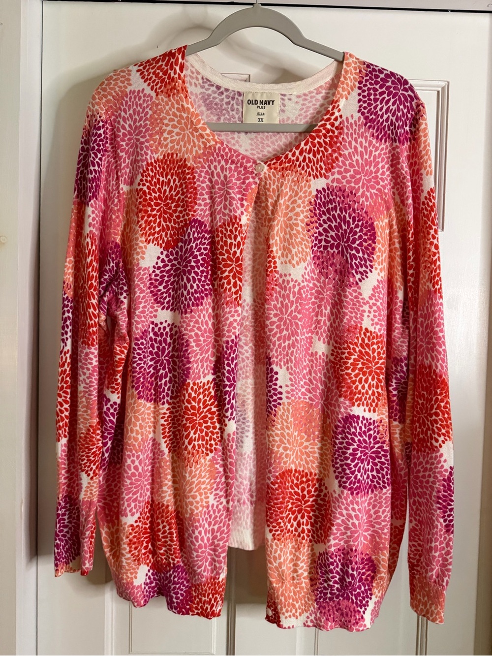 Old Navy Pink & Coral Floral Long Sleeve Women's Top